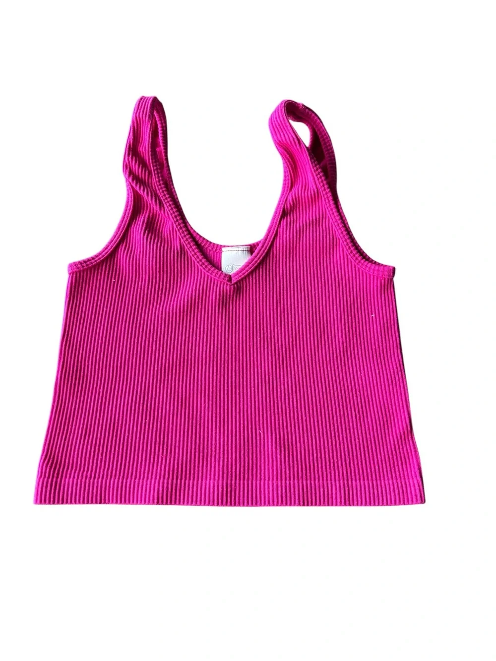 Girls' Ribbed Hot Pink Tank Top - Youth Sleeveless Crop - Picture 1 of 3